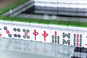 HARBIN, CHINA - DEC 30, 2018-Mahjong is the ancient asian board game. photo