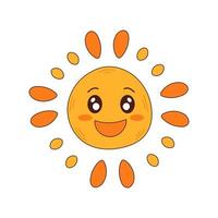 Childish cartoon sun face vector