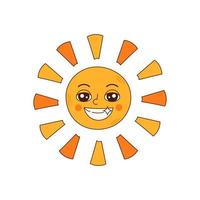 Retro groovy sun character vector