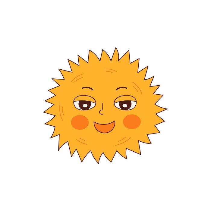 ♡sun♡ Cute Sun Cartoon Character Happy Sun Stock Vector (Royalty