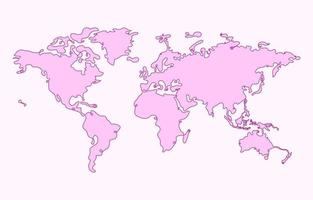 World Map Outline in One Stroke Art vector