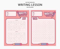 Write lesson alphabet template design vector