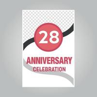 28 years anniversary vector invitation card Template of invitational for print on gray background