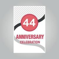 44 years anniversary vector invitation card Template of invitational for print on gray background