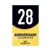 28 years anniversary invitation card design, modern design elements, white background vector design