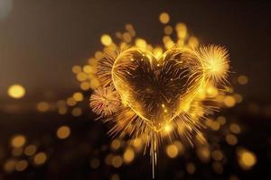 Exploding golden heart. photo