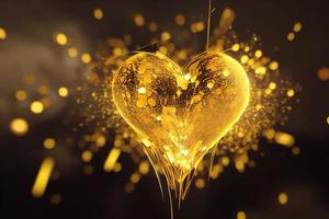 Exploding golden heart. photo