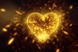 Exploding golden heart. photo