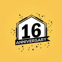 16 years anniversary logo vector design birthday celebration with geometric isolated design