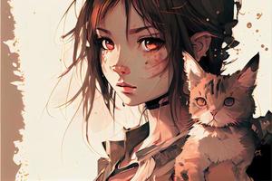 Girl and cat. photo