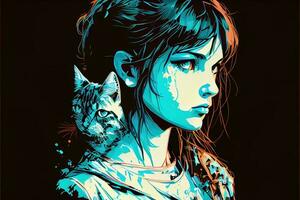 Girl and cat. photo