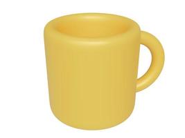 Yellow cartoon cup. 3d render photo