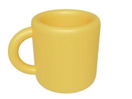 Yellow cartoon cup. 3d render photo