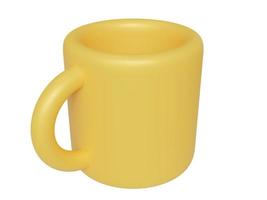 Yellow cartoon cup. 3d render photo