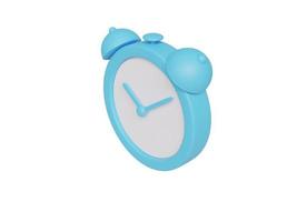 Blue cartoon alarm clock. 3d render. photo
