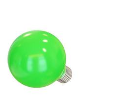 Green light bulb. 3d render photo