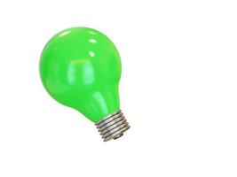 Green light bulb. 3d render photo