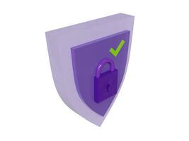 Protection enabled violet symbol. 3d render. photo