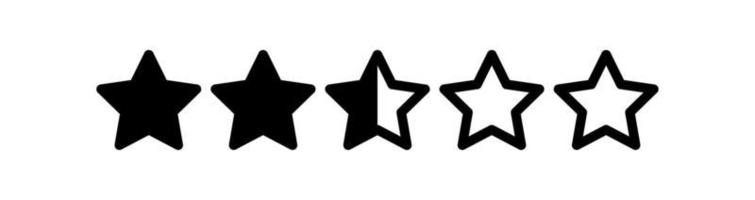 Two and a half Stars Rating Vector illustration for any purposes.