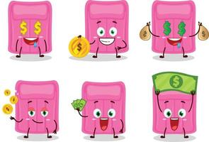 Air mattress cartoon character with cute emoticon bring money vector