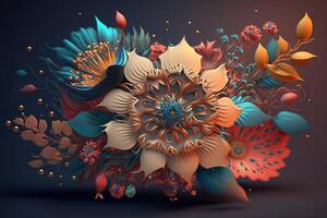 3d flower boho render photo