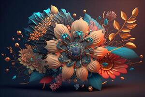 3d flower boho render photo