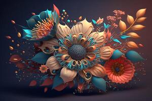 3d flower boho render photo