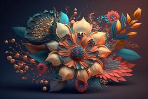 3d flower boho render photo
