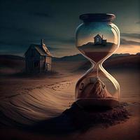 Sand clock. House. photo