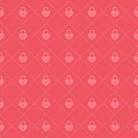 Heart shaped padlock on red background with diagonal dotted lines. Valentine's day seamless pattern. Simple flat vector illustration design.