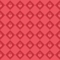 Heart shaped padlock on red background with diagonal dotted lines. Valentine's day seamless pattern. Simple flat vector illustration design.