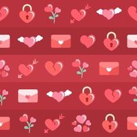 Valentines seamless pattern background. Flat modern icons collage. Romance love themed label, tag, card, print, pattern, texture, etc. vector
