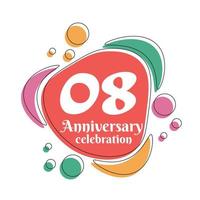 08th anniversary celebration logo colorful design with bubbles on white background abstract vector illustration