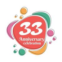 33rd anniversary celebration logo colorful design with bubbles on white background abstract vector illustration