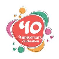 40th anniversary celebration logo colorful design with bubbles on white background abstract vector illustration