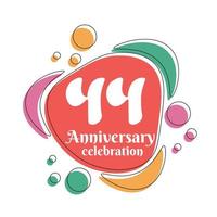 44th anniversary celebration logo colorful design with bubbles on white background abstract vector illustration