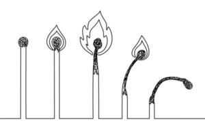 Burning matches continuous line illustration vector
