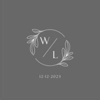 letra wl Boda monograma logo diseño creativo floral estilo inicial nombre modelo vector