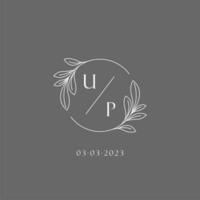 Letter UP wedding monogram logo design creative floral style initial name template vector