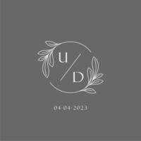 Letter UD wedding monogram logo design creative floral style initial name template vector