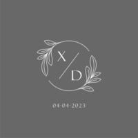 Letter XD wedding monogram logo design creative floral style initial name template vector