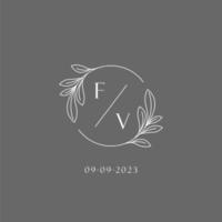 Letter FV wedding monogram logo design creative floral style initial name template vector