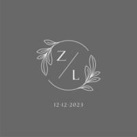 Letter ZL wedding monogram logo design creative floral style initial name template vector