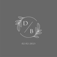 Letter DB wedding monogram logo design creative floral style initial name template vector