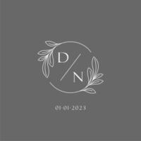 Letter DN wedding monogram logo design creative floral style initial name template vector