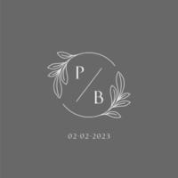 Letter PB wedding monogram logo design creative floral style initial name template vector