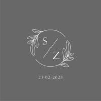 Letter SZ wedding monogram logo design creative floral style initial name template vector