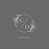 Letter CD wedding monogram logo design creative floral style initial name template vector