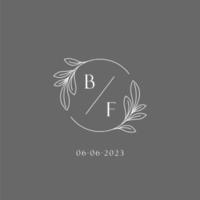 Letter BF wedding monogram logo design creative floral style initial name template vector