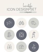 estilo de línea icono diseño conjunto Salvavidas vector